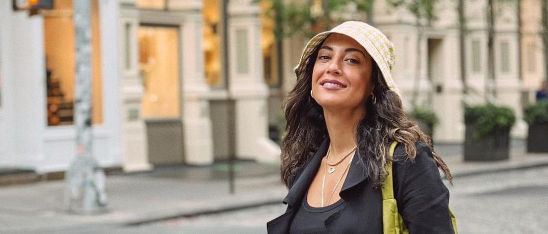 H Ευγενία Σαμαρά με total black look της Ελληνίδας σχεδιάστριας Νάντιας Ράπτη