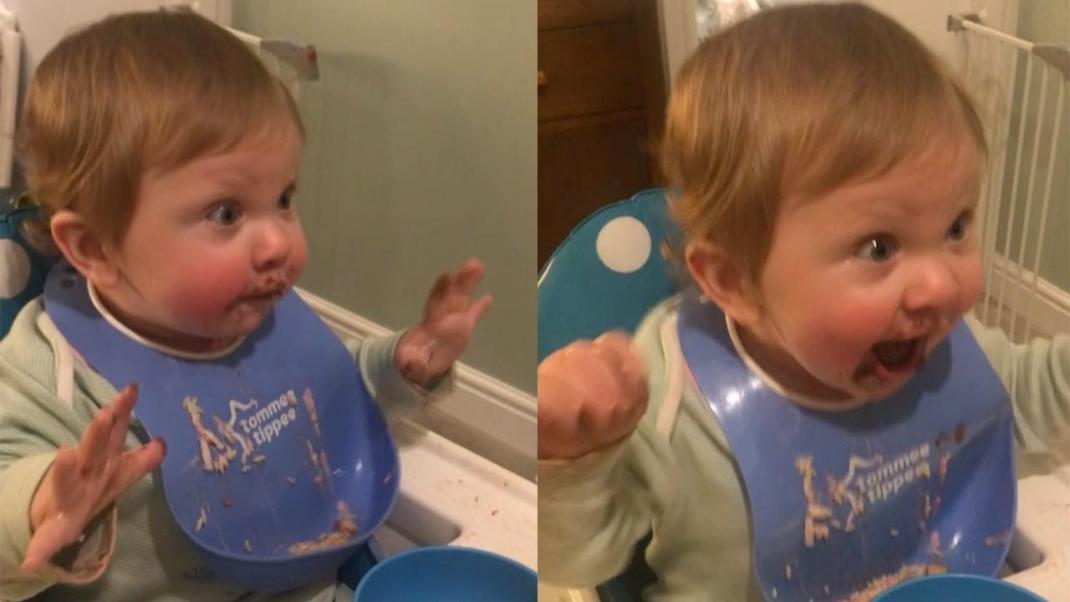 Μωρό δοκιμάζει πρώτη φορά σοκολάτα