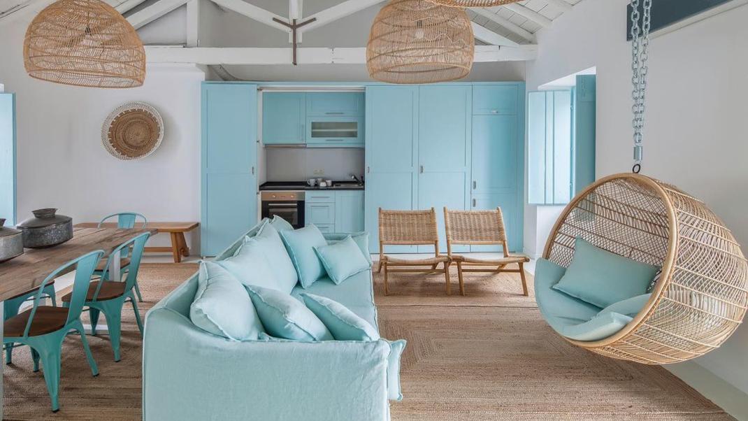 Light blue interior design summerhouse
