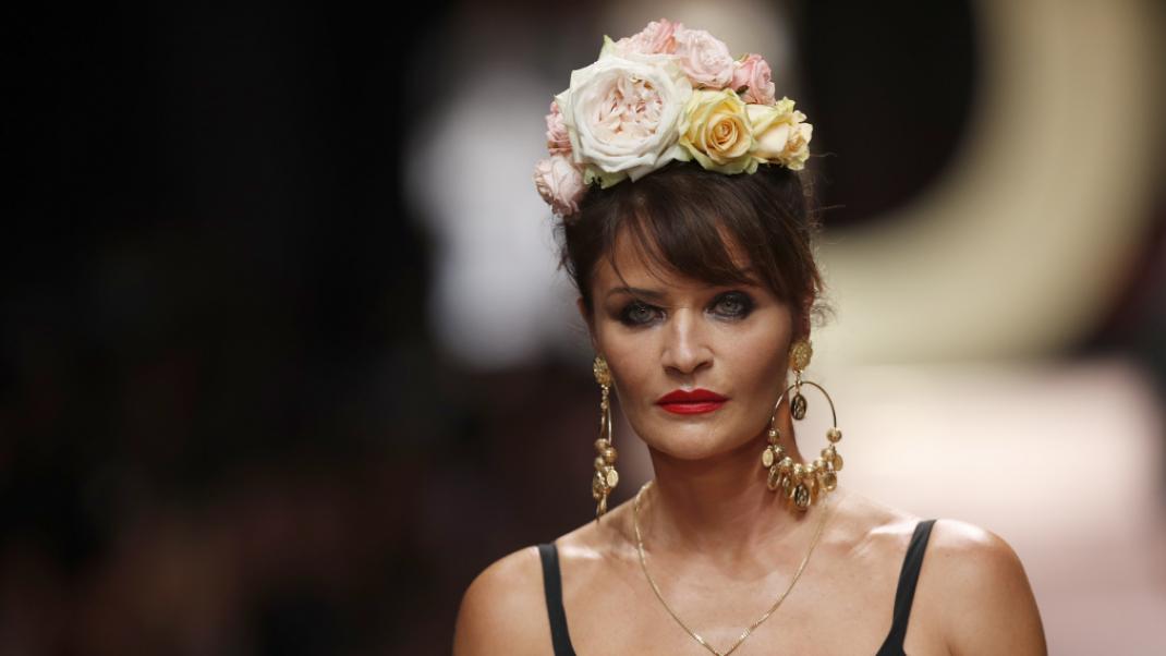 Η Ελενα Κρίστενσεν στην πασαρέλα του Dolce & Gabbana, Φωτογραφία: ΑP images 