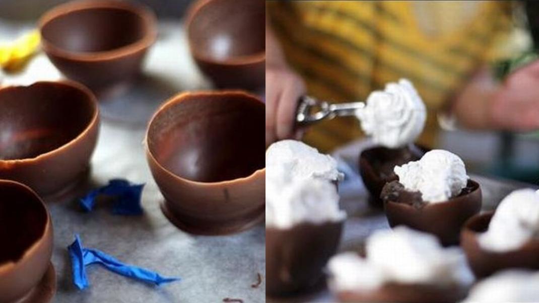Φτιάχνουμε πανεύκολες κούπες σοκολάτας για το παγωτό [εικόνες] | 0 bovary.gr