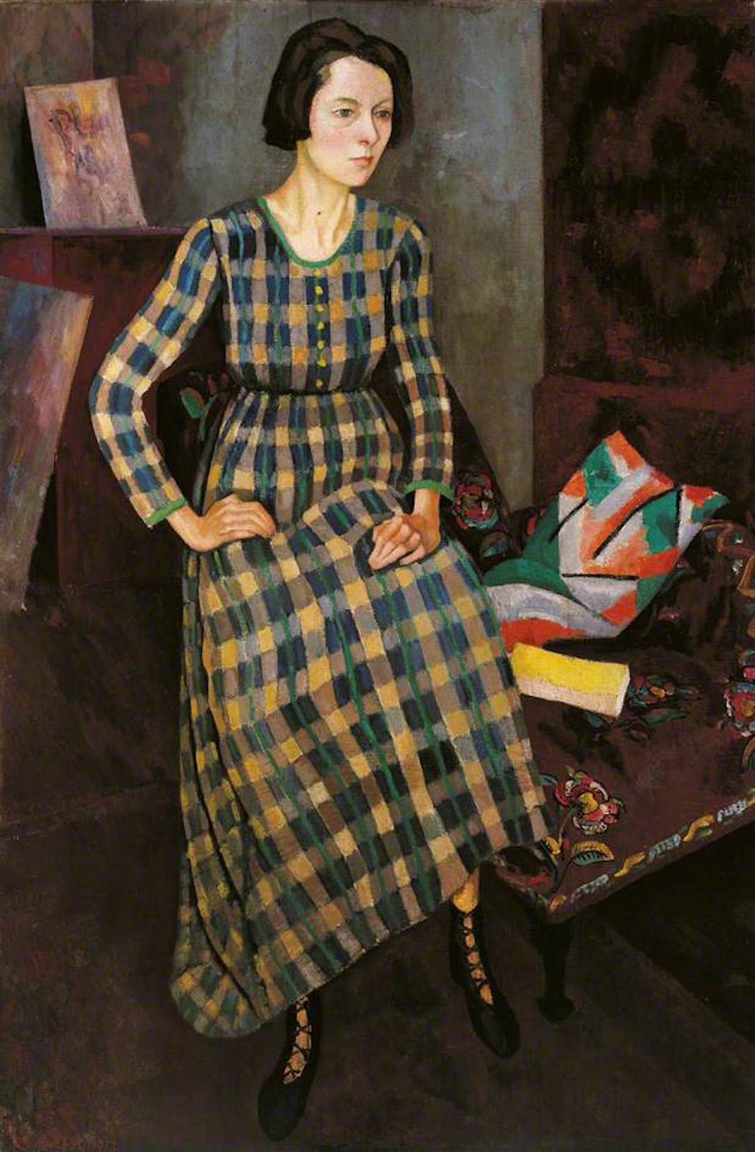 Πορτρέτο της ζωγράφου Νίνα Χάμνετ που φορά ένα φόρεμα των Omega Workshops, από τον Ρότζερ Φράι (1917)
