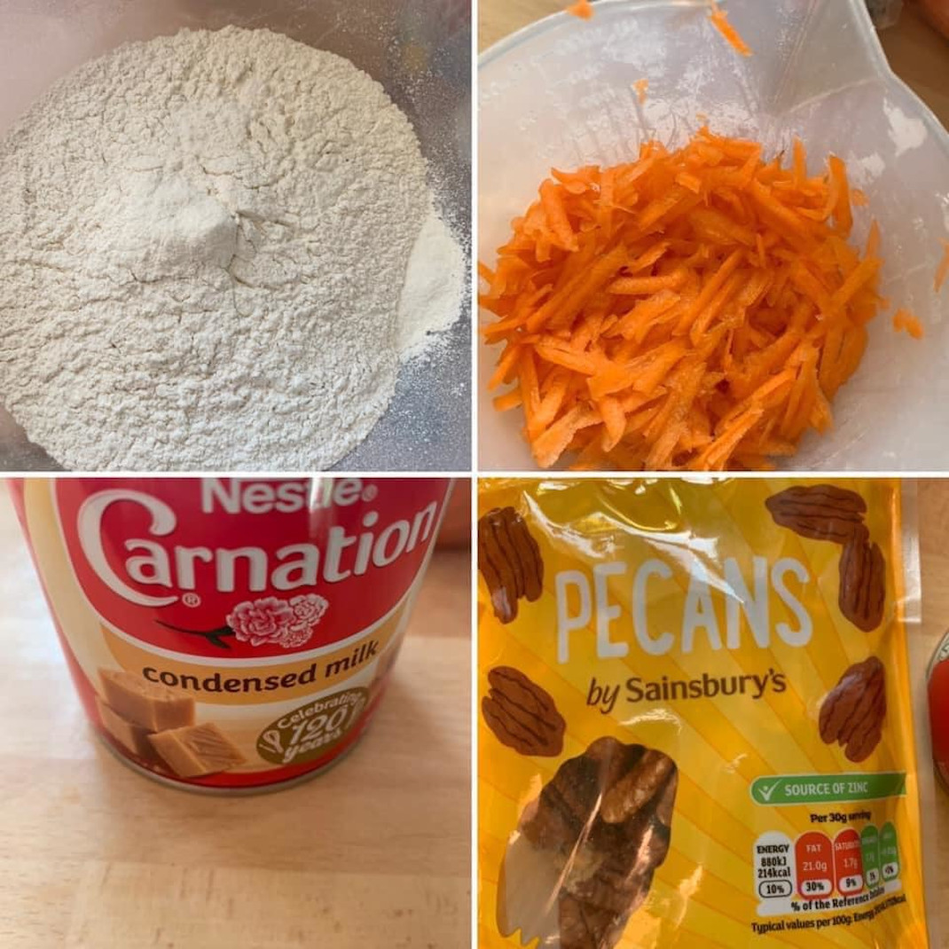 Τα υλικά για carrot cake
