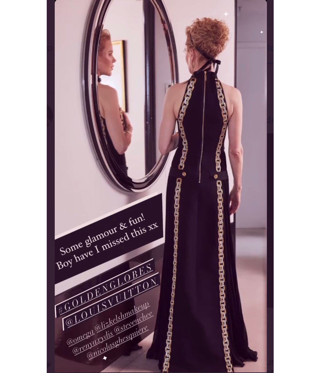 Η Νικόλ Κίντμαν στις Χρυσές Σφαίρες 2021 μαύρο φόρεμα Louis Vuitton