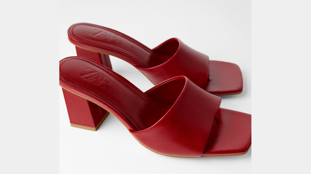 zara red flat mules