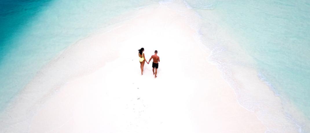 Couple love on the beach summer