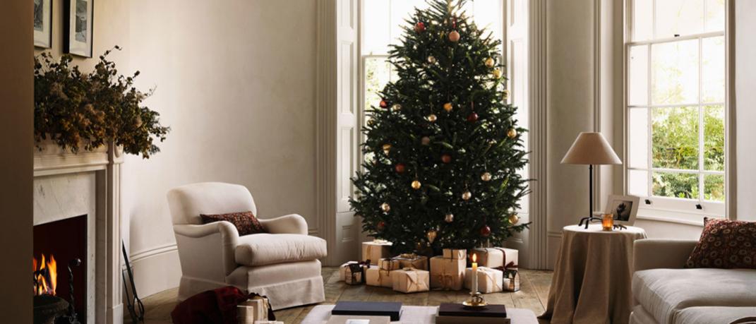 σαλόνι με χριστουγεννιάτικο δέντρο