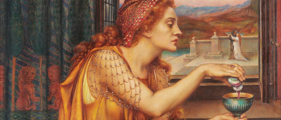 The Love Potion is a 1903 painting by Evelyn De Morgan
