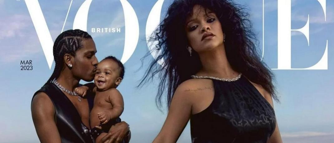 H Ριάνα με τον σύντροφό της ASAP Rocky και τον γιο τυος στο εξώφυλλο της Vogue /Φωτογραφία: Instagram/Badgalriri 