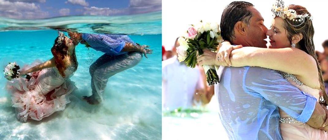Ζευγάρι παντρεύτηκε μεσοπέλαγα της Καραϊβικής: Νύφη-γοργόνα, «υποθαλάσσια» φιλιά, μαγικό τοπίο [εικόνες] | 0 bovary.gr