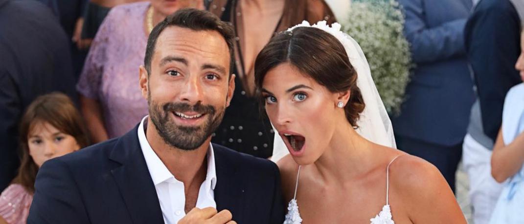 Ο Σάκης Τανιμανίδης με την Χριστίνα Μπόμπα την ημέρα του γάμου τους, Φωτογραφία: chrismpo/instagram