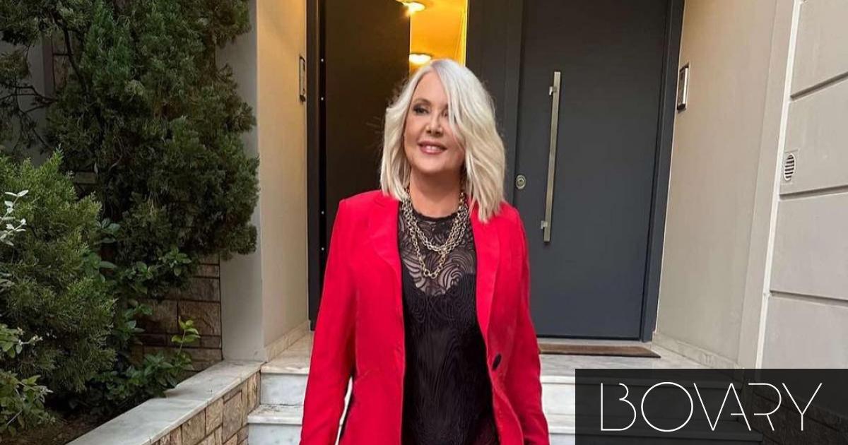 Wedding guest: Rula Coromelas in a red suit gives you the necessary inspiration