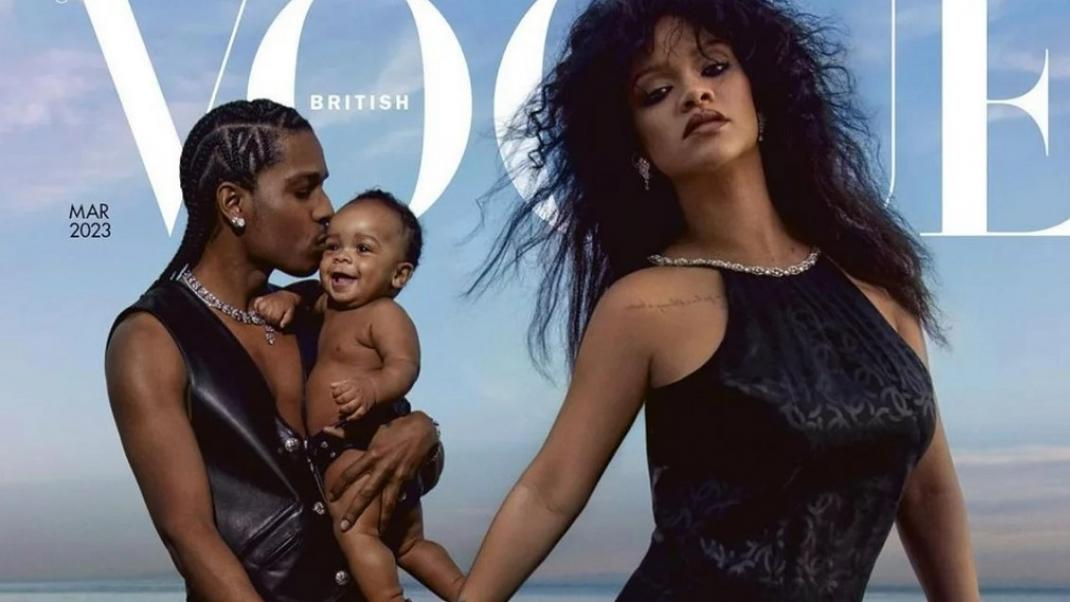 H Ριάνα με τον σύντροφό της ASAP Rocky και τον γιο τυος στο εξώφυλλο της Vogue /Φωτογραφία: Instagram/Badgalriri 