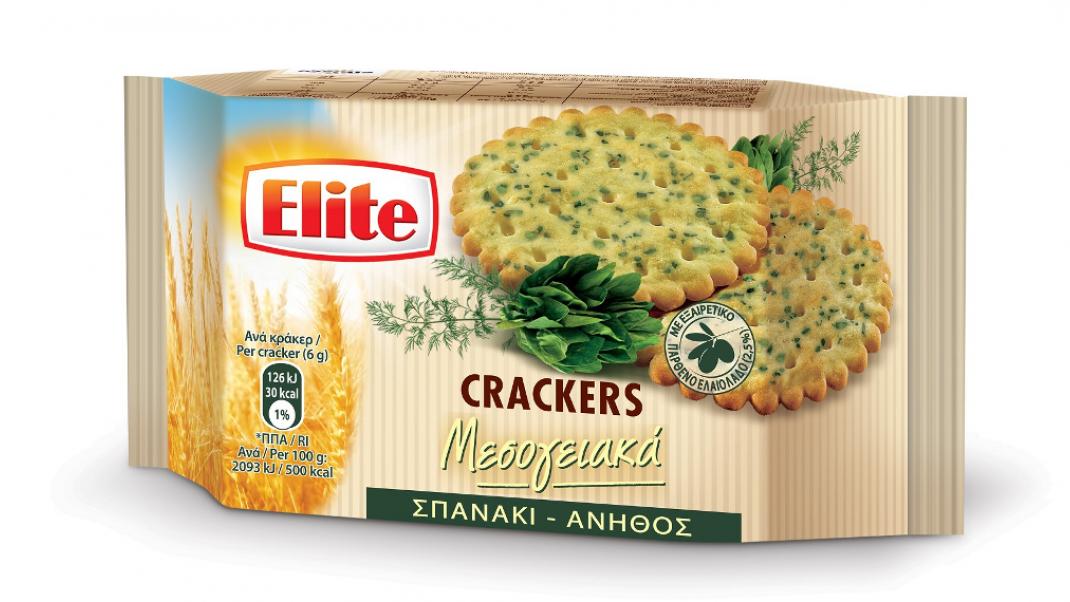 Νέα Elite Crackers Μεσογειακά με σπανάκι και άνηθο | 0 bovary.gr