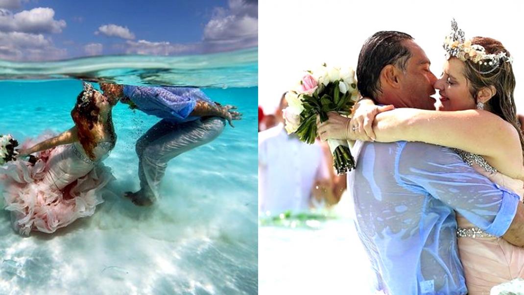 Ζευγάρι παντρεύτηκε μεσοπέλαγα της Καραϊβικής: Νύφη-γοργόνα, «υποθαλάσσια» φιλιά, μαγικό τοπίο [εικόνες] | 0 bovary.gr