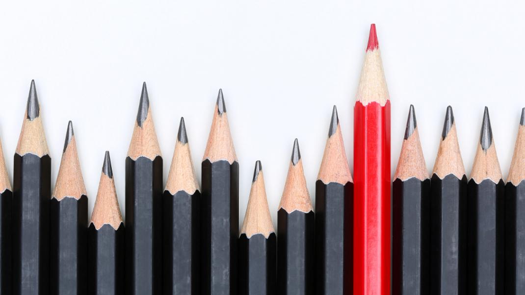 Μαύρα μολύβια και ένα κόκκινο να ξεχωρίζει, Φωτογραφία: Shutterstock/By megaflopp
