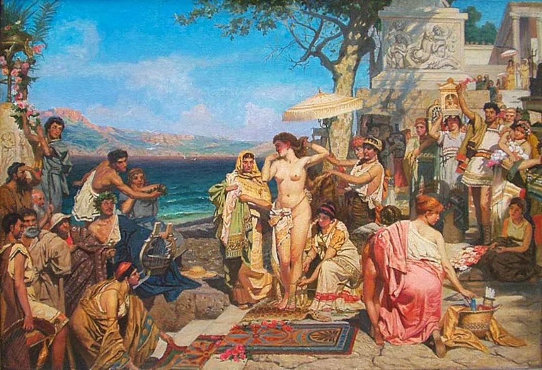 Η Φρύνη στα Ποσειδώνια της Ελευσίνας. Πίνακας του Χένρυκ Σιεμιράντζκι