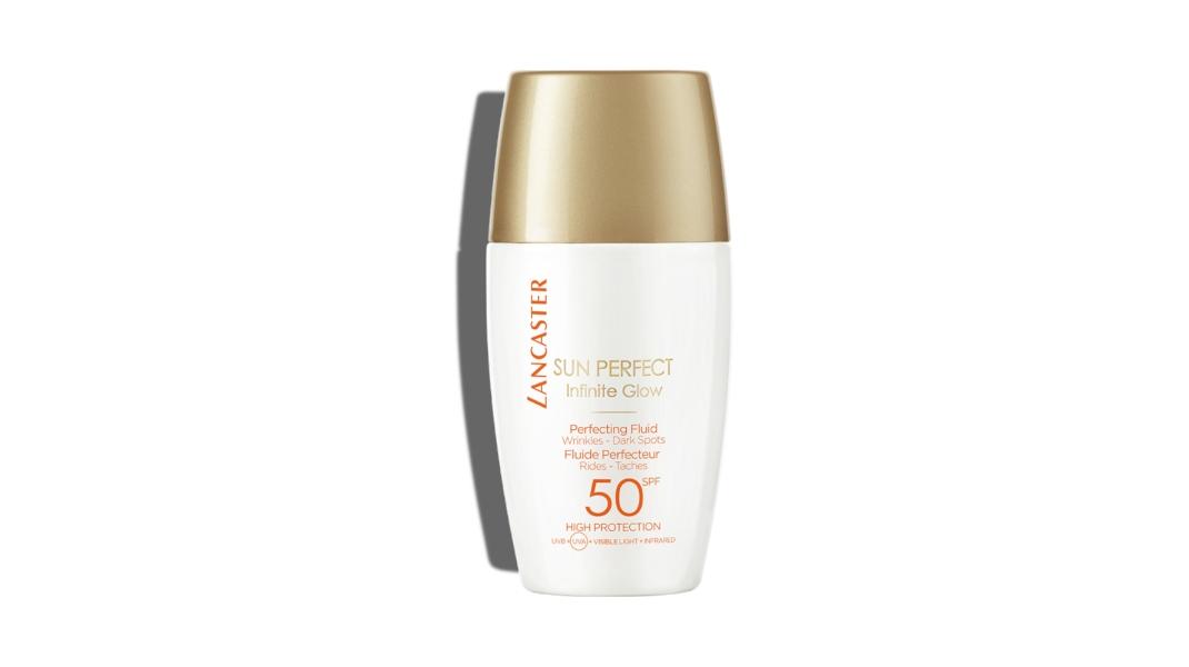 Lancaster,  Sun Perfect Perfecting Fluid SPF50/Ένα ελαφρύ, αντηλιακό με χρώμα, για καθημερινή χρήση, εμπλουτισμένο με αντιγηραντική φόρμουλα.