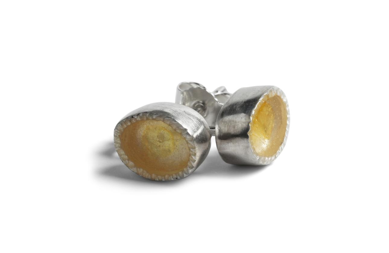 Ασημένια σκουλαρίκια με σταγόνα πραγματικής μαστίχας Χίου 