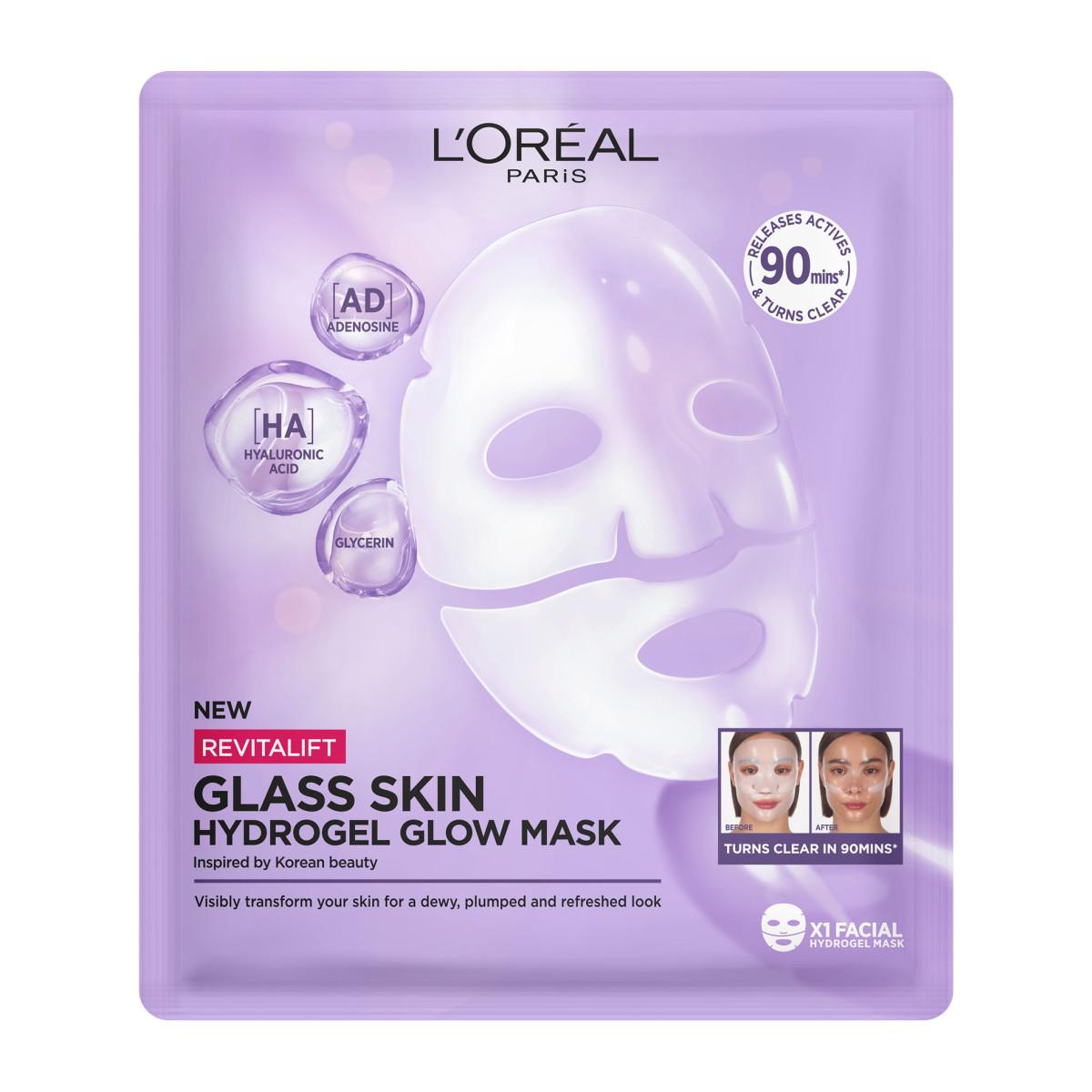 Μάσκα άμεσης λάμψης, Revitalift Filler Glass Skin Hydrogel Glow Mask, L'Oréal Paris 