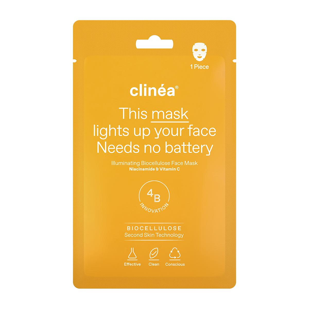  Μάσκα Προσώπου Λάμψης με βιταμίνη C, Illuminating Biocellulose Face Mask, Clinea