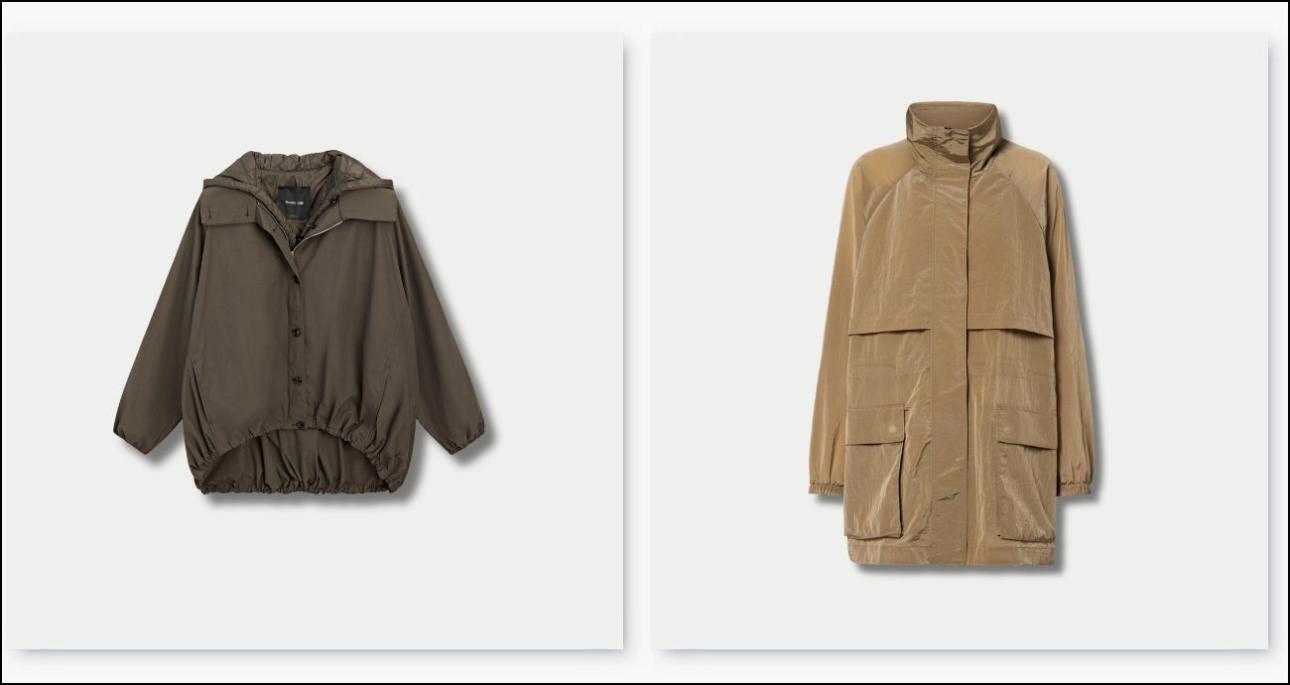 Από αριστερά: Τζάκετ, €129, Massimo Dutti, massimodutti.com και ανοράκ τζάκετ, €220, TheUpside, mytheresa.com