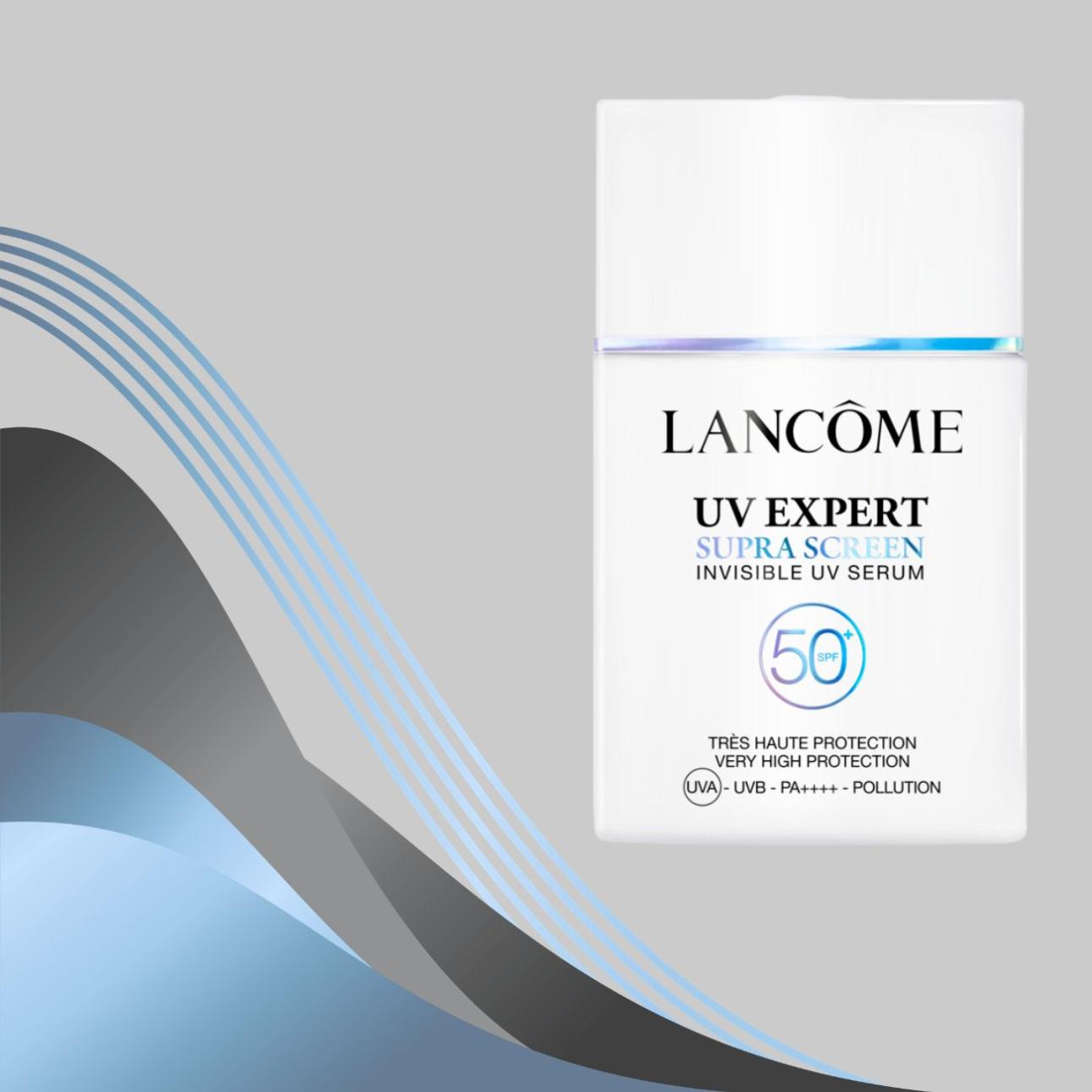 UV Expert Supra Screen SPF 50+, Lancôme   Σύνθεση κατοχυρωμένη με δίπλωμα ευρεσιτεχνίας, εμπεριέχει εκτός των φίλτρων, ένα σύμπλοκο ενεργών συστατικών με 3% Νιασιναμίδη, 1% Βιταμίνη Ε, και 3% Πικραλίδα Green Tech, για καταπολέμηση της φωτογήρανσης σε 1 μόλις μήνα.