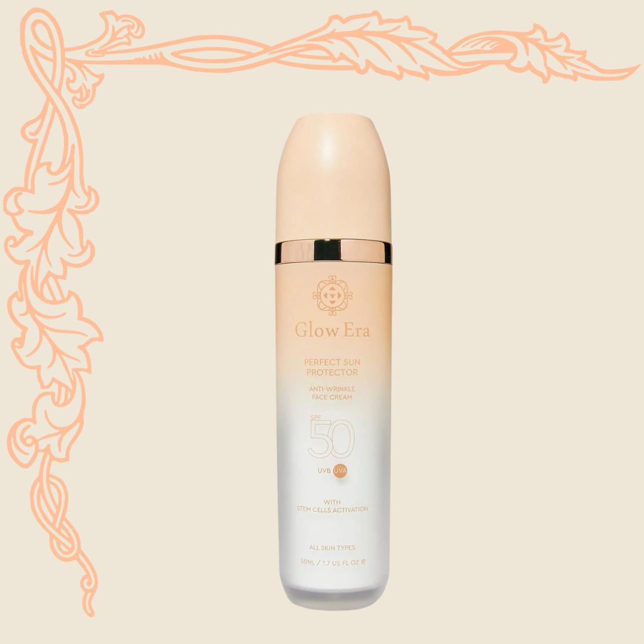 Perfect Sun Protector SPF50, Glow Era Αντηλιακό προσώπου με 4 διαφορετικά είδη φυτικών βλαστοκυττάρων (κόκκινο μύρτιλο, argan, goji berry και ορχιδέα)