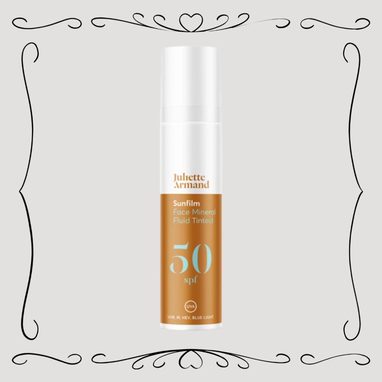 Sunfilm Face Mineral Fluid Tinted SPF 50, Juliette Armand: Εμπλουτισμένο με αντιοξειδωτικά συστατικά για πρόληψη των βλαβών από τις ελεύθερες ρίζες που προκαλούνται από την έκθεση στον ήλιο και τη ρύπανση. Χωρίς λιπαρότητα, κατάλληλο για όλους τους τύπους δέρματος, ακόμη και για το ευαίσθητο.