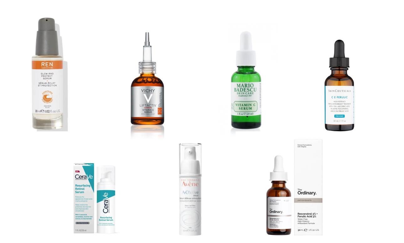 REN Glow &amp; ProtectVichy Liftactiv Vitamin C SerumMario Badescu Vitamin C SerumSkinCeuticals CE FerulicCerave Resurfacing Retinol SerumAvene A-Oxitive SerumThe Ordinary Antioxidants