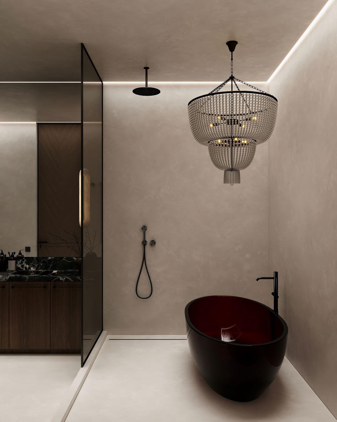 Το μαύρο χρώμα χαρίζει αίσθηση κομψότητας στη μπανιέρα/ Φωτογραφία: Shutterstock