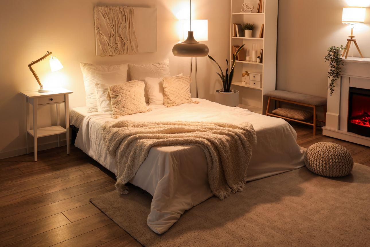 Η προσθήκη χαλιού και πλούσιων κλινοσκεπασμάτων χαρίζει ζεστασιά/ Φωτογραφία: Shutterstock