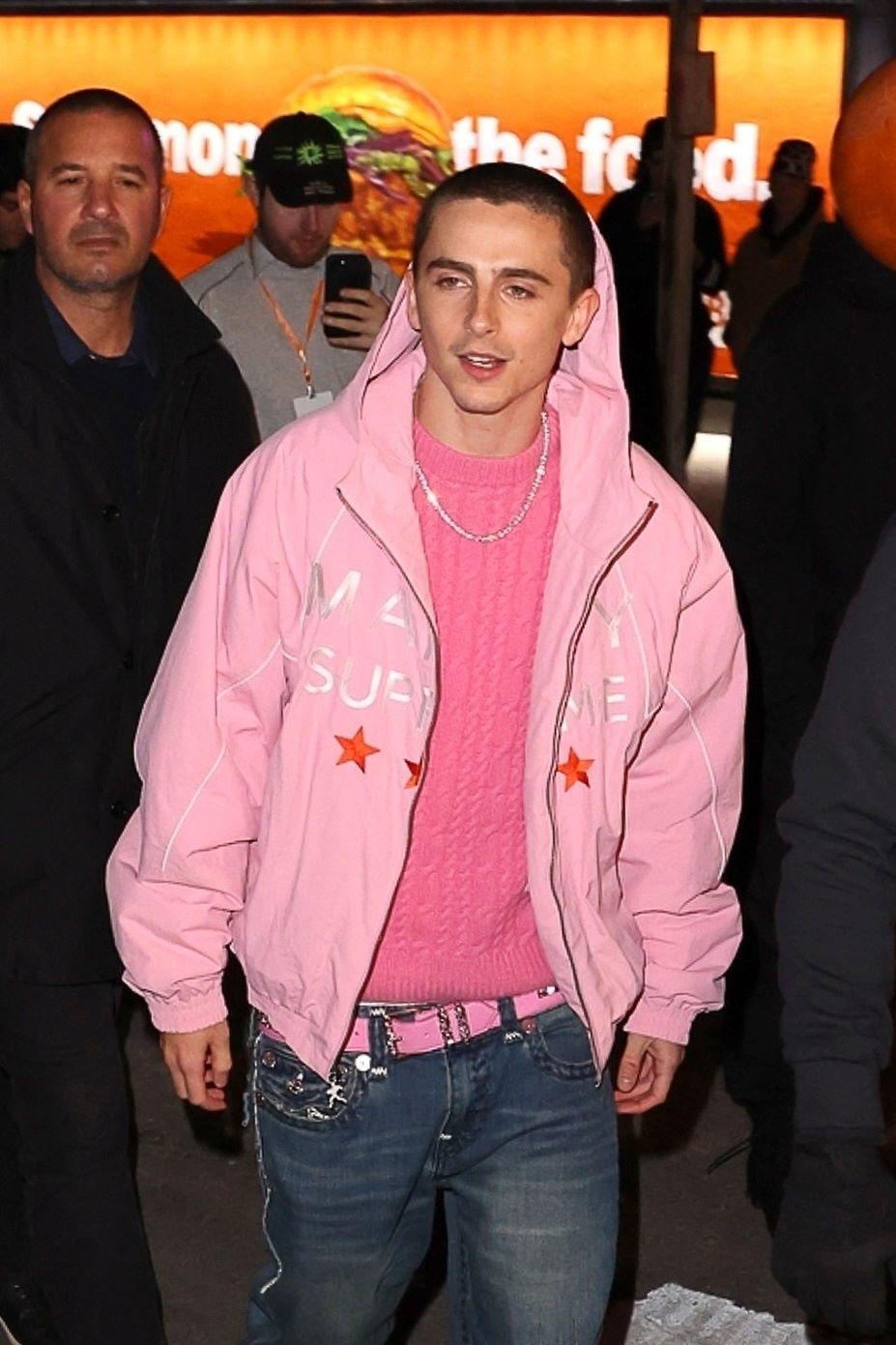 Ο Τιμοτέ Σαλαμέ με ροζ hoodie/ Φωτογραφία: ﻿Backgrid USA / Profimedia