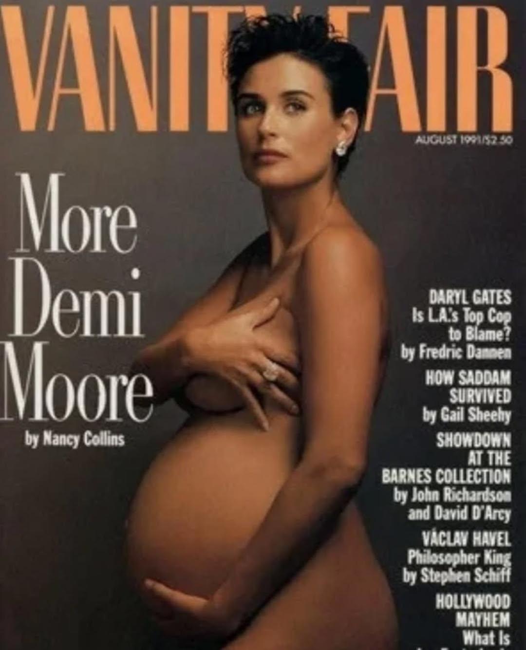 Η έγκυος Ντέμι Μουρ στο εξώφυλλο του Vanity Fair/ Φωτογραφία: Instagram/ @claryandpeg