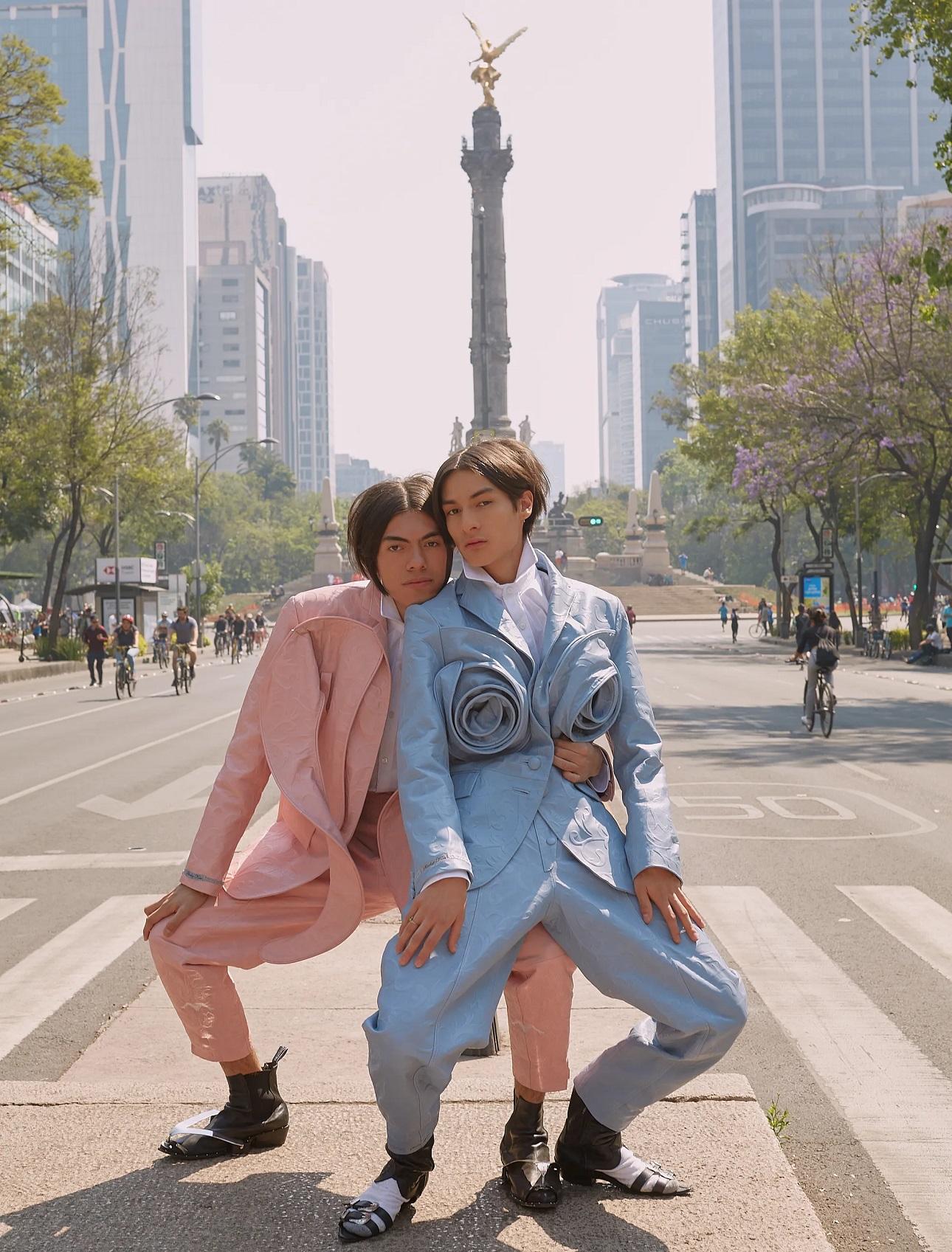 Mamado pantsuit by Bárbara Sánchez-Kane as featured in “Amantes Encontrados” for Vogue Italia, 2019. Styling by Chino Castilla. Models: Emiliano and Samuel for Guerxs Agency MX Photo by Paola Vivas/Courtesy MFIT