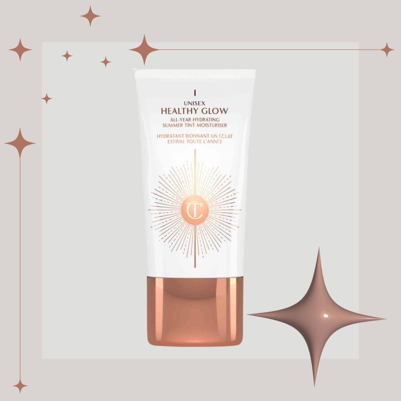 Unisex Healthy Glow Hydrating Tinted Moisturiser, Charlotte Tilbury / Με γλυκερίνη και ουρία για ενυδάτωση, βιταμίνη Ε για αντιοξειδωτική προστασία και bronzing χρωστικές για φυσική, ηλιοκαμένη λάμψη.