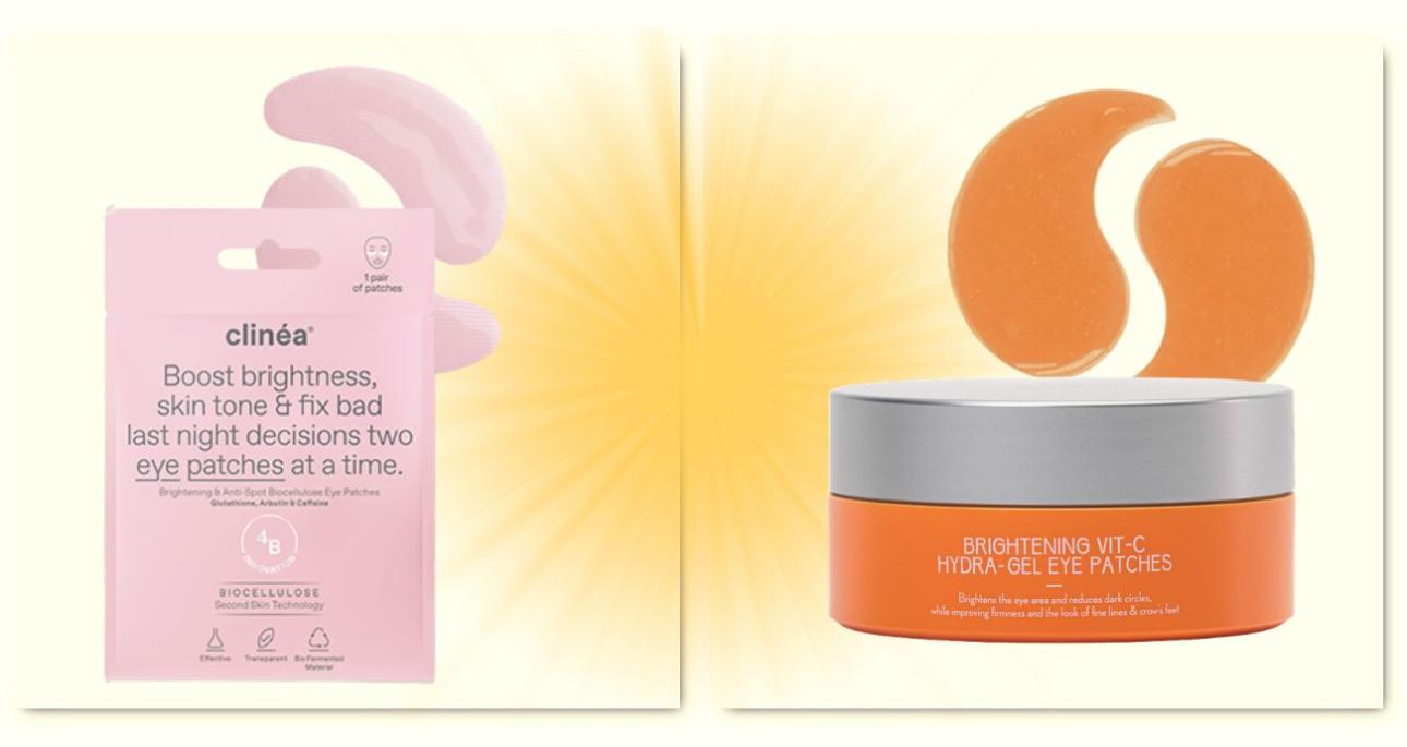  Anti-Dark Spot Eye Patches, Clinéa   Με τεχνολογία 4Β (4 Balance Boosters Complex), γλουταθιόνη, αρμπουτίνη και καφεΐνη.  Brightening Vit-C Hydra Gel Eye Patches, Youth Lab.    Με βιταμίνη C, νιασιναμίδη, καφεΐνη, υαλουρονικό οξύ και εκχύλισμα γλυκόριζας που συμβάλει στην αποκατάσταση της ελαστικότητας.  