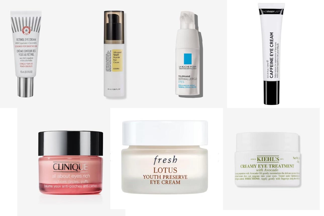 First Aid Beauty Retinol Eye CreamCOSRX Advanced Snail Peptide Eye CreamLa Roche-Posay Toleriane Dermallergo Eye CreamThe Inkey List Caffeine Eye CreamClinique All About Eyes Rich Eye CreamFresh Lotus Youth Preserve Depuffing Eye CreamKiehl's Creamy Eye Treatment with Avocado