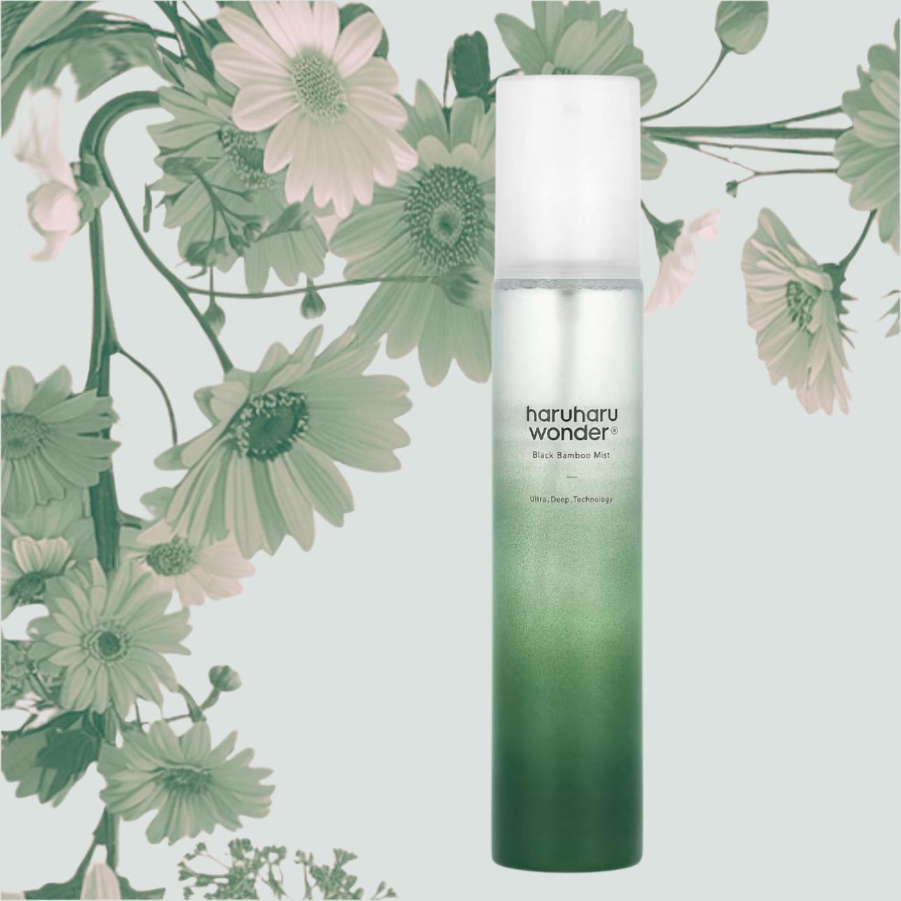 Wonder Black Bamboo Mist, Haruharu Με εκχύλισμα μπαμπού και βήτα-γλυκάνες, προσφέρει ενίσχυση του δερματικού φραγμού και αντιγηραντική δράση, μαζί με καταπράϋνση και φρεσκάδα, ακόμα και σε αφυδατωμένο ή ερεθισμένο δέρμα.