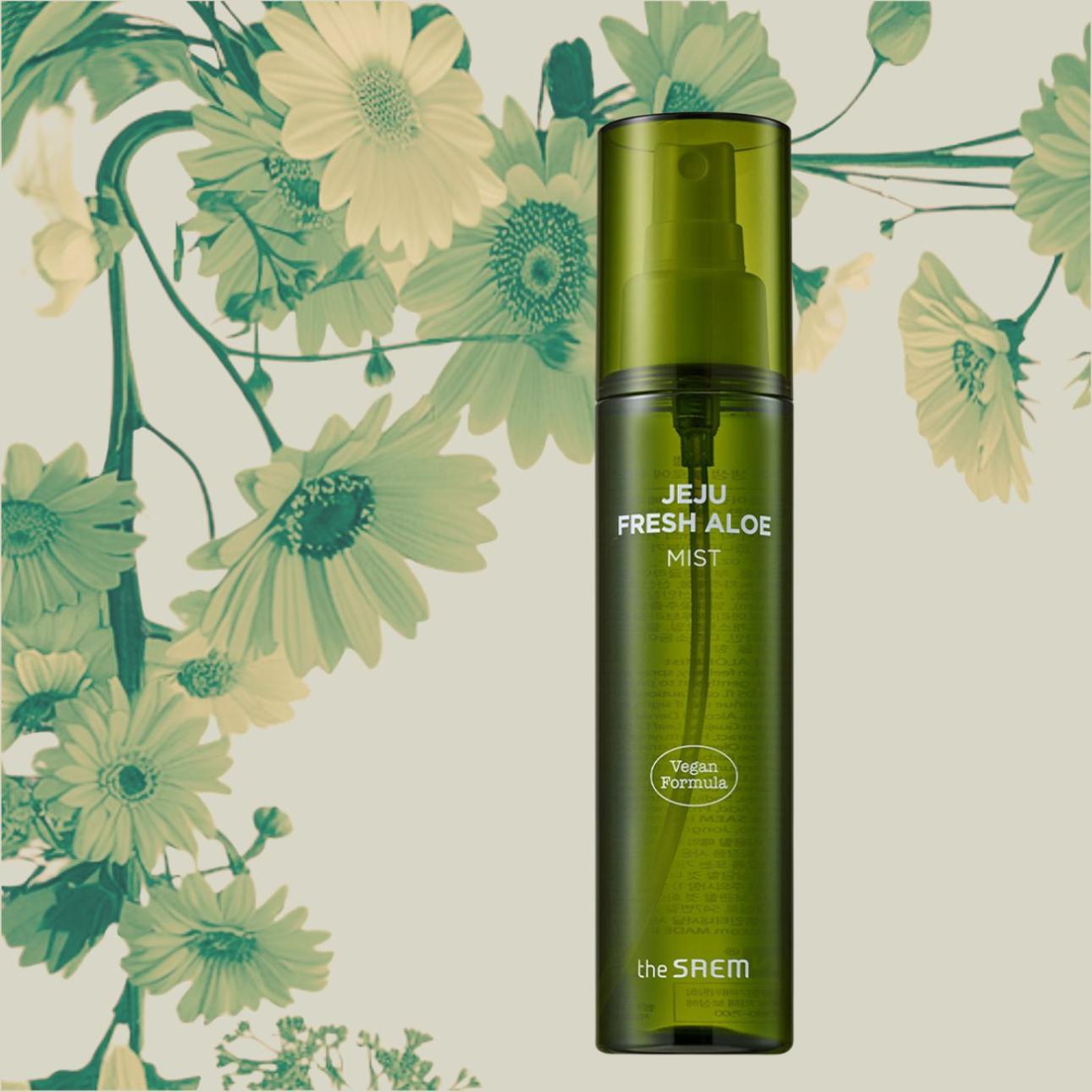 Jeju Fresh Aloe Mist, The Saem Με εκχύλισμα φύλλων aloe vera, προσφέρει άμεση ανακούφιση στην ξηρή επιδερμίδα.