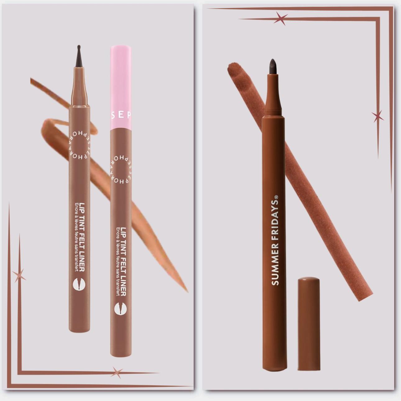 Lip Tint Felt Liner in 04 Cocoa Swipe, Sephora Collection Flushed Lip Stain in Mocha, Summer Fridays