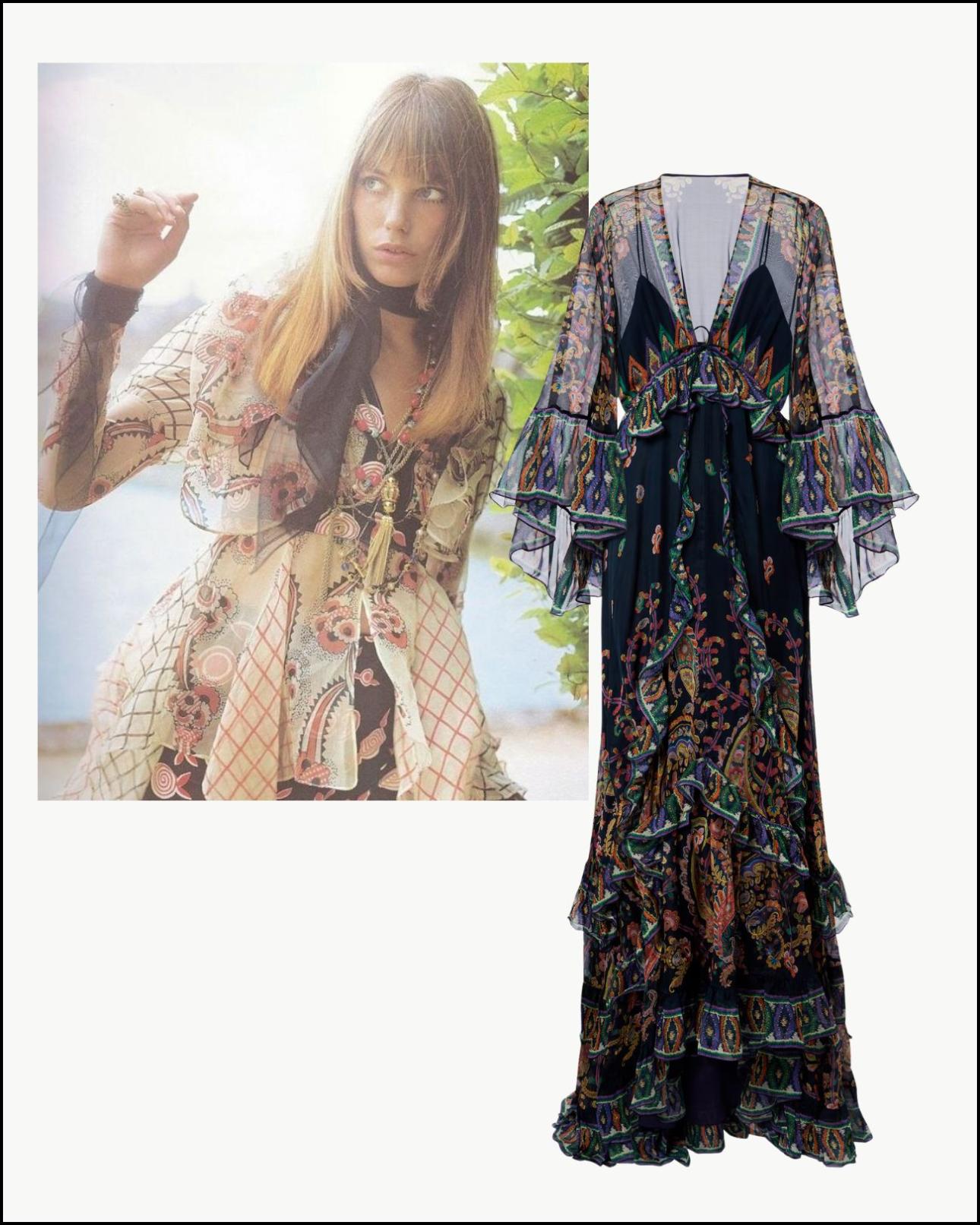 Jane Birkin/Pinterest και φόρεμα, €3.800, Etro, mytheresa.com