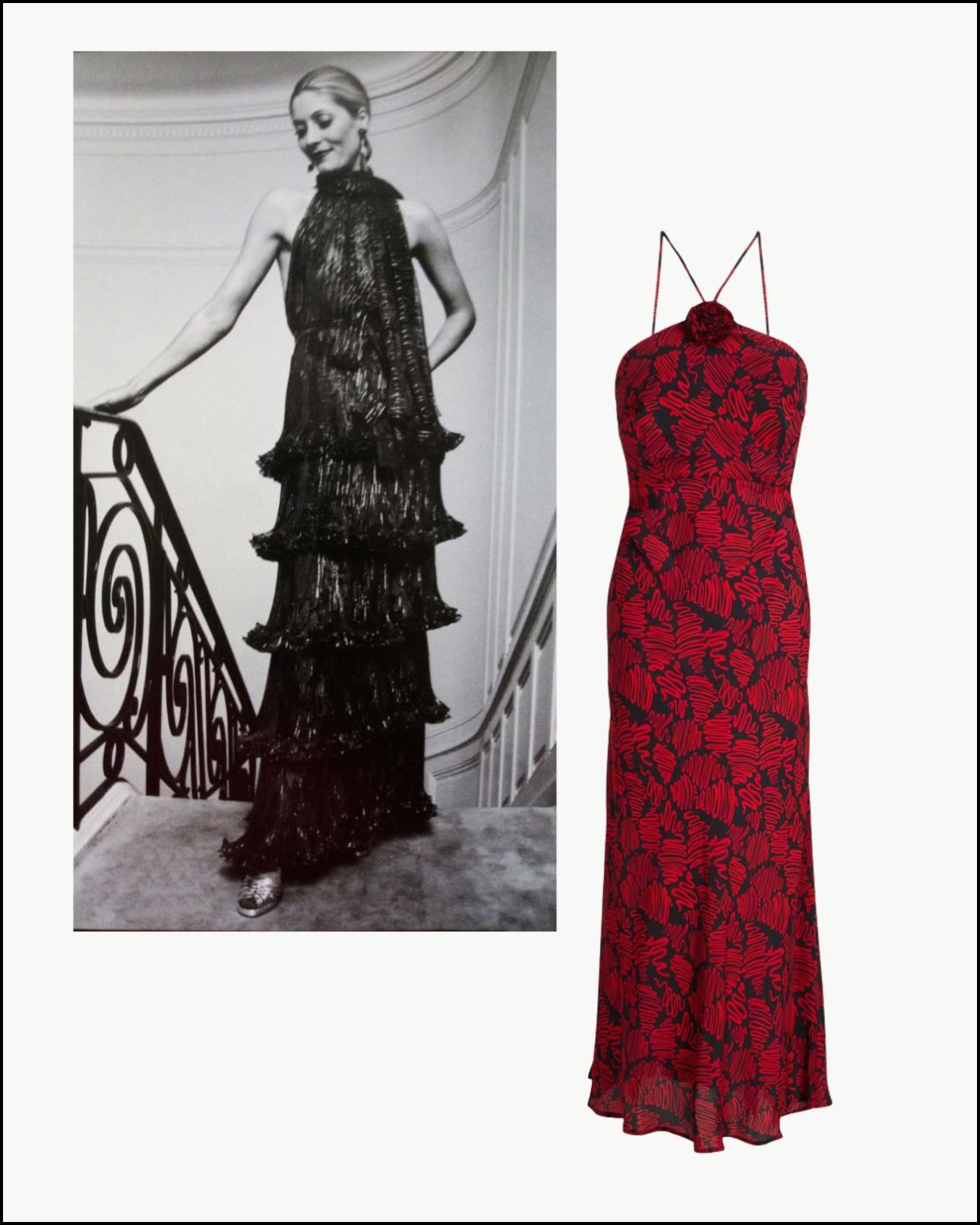 Μοντέλο με φόρεμα Haute Couture Yves Saint Laurent FW'71/Pinterest και φόρεμα, €153, Pixo, theoutnet.com