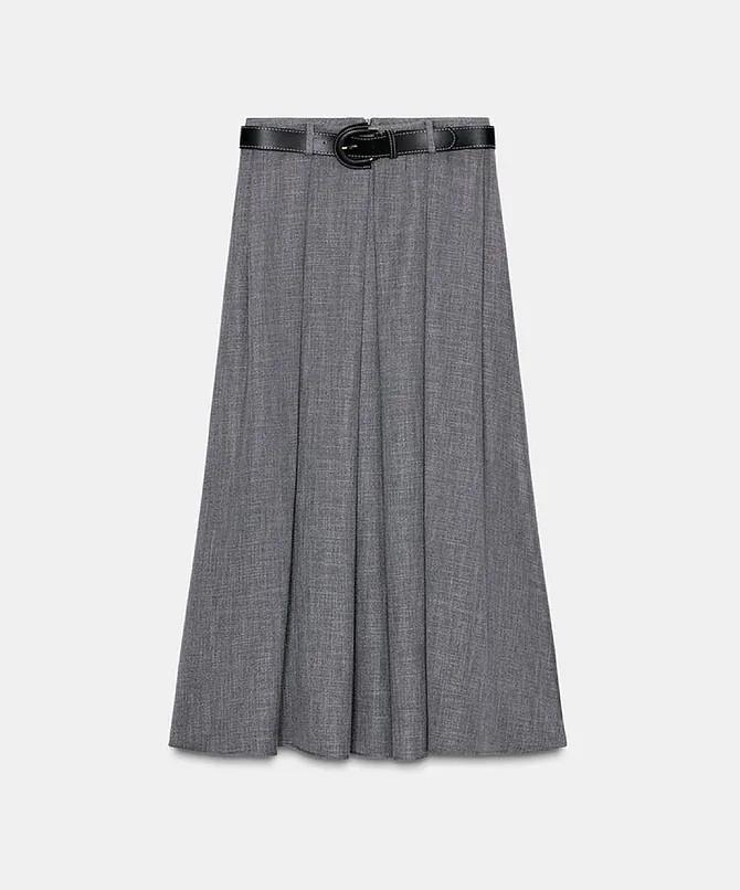 Γκρι μίντι φούστα από τα Zara