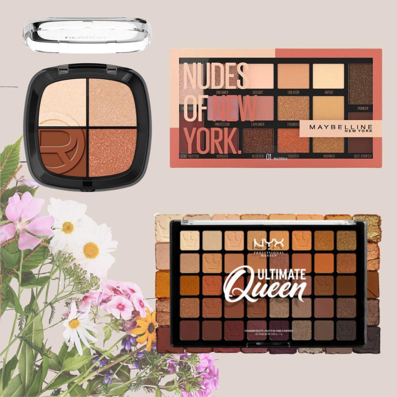  Πάνω αριστερά / Rendez-Vous Couleur Eye &amp; Cheeck Quad All-in-One 03 Summer Sur La Seine, L'Oréal Paris: Οι 4 νέες παλέτες του brand έχουν προτάσεις στις αποχρώσεις του καφέ για κάθε εποχή του χρόνου. Πάνω δεξιά / Nudes of New York, Maybelline New York: Με 16 αποχρώσεις ειδικά μελετημένες για να κολακεύουν κάθε τόνο επιδερμίδας.  Κάτω δεξιά / Ultimate Queen Shadow Palette, Nyx Professional Makeup: Οι 40 αποχρώσεις της καλύπτουν κυριολεκτικά κάθε ανάγκη για ψυχρές, θερμές ή ουδέτερες αποχρώσεις στην παλέτα του καφέ. 