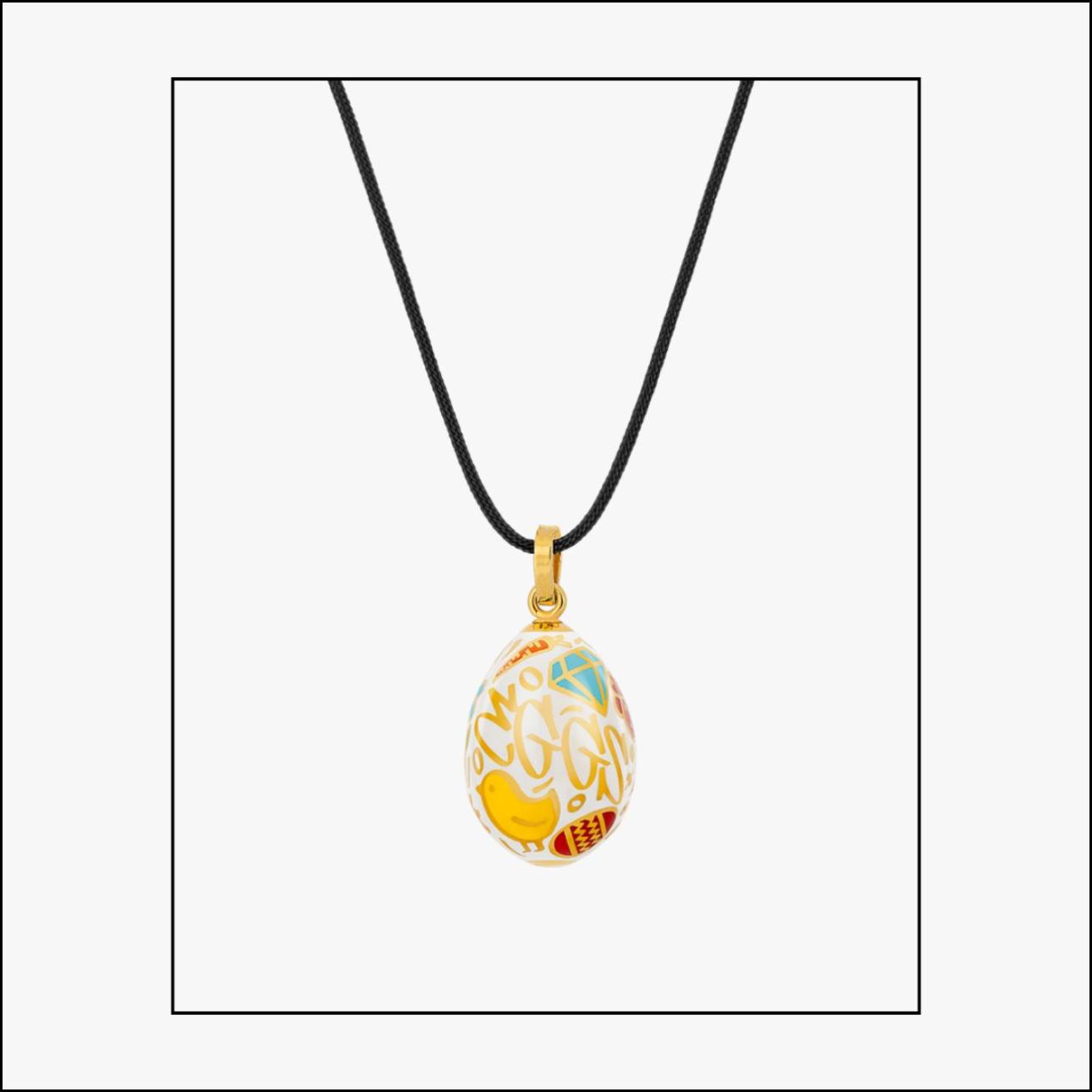 Κρεμαστό Πασχαλινό Αυγό COOL EGGS σε κίτρινο χρυσό 18KT με ιβουάρ σμάλτο &amp; μαύρο κορδόνι, €1.750, Zolotas, zolotas.gr