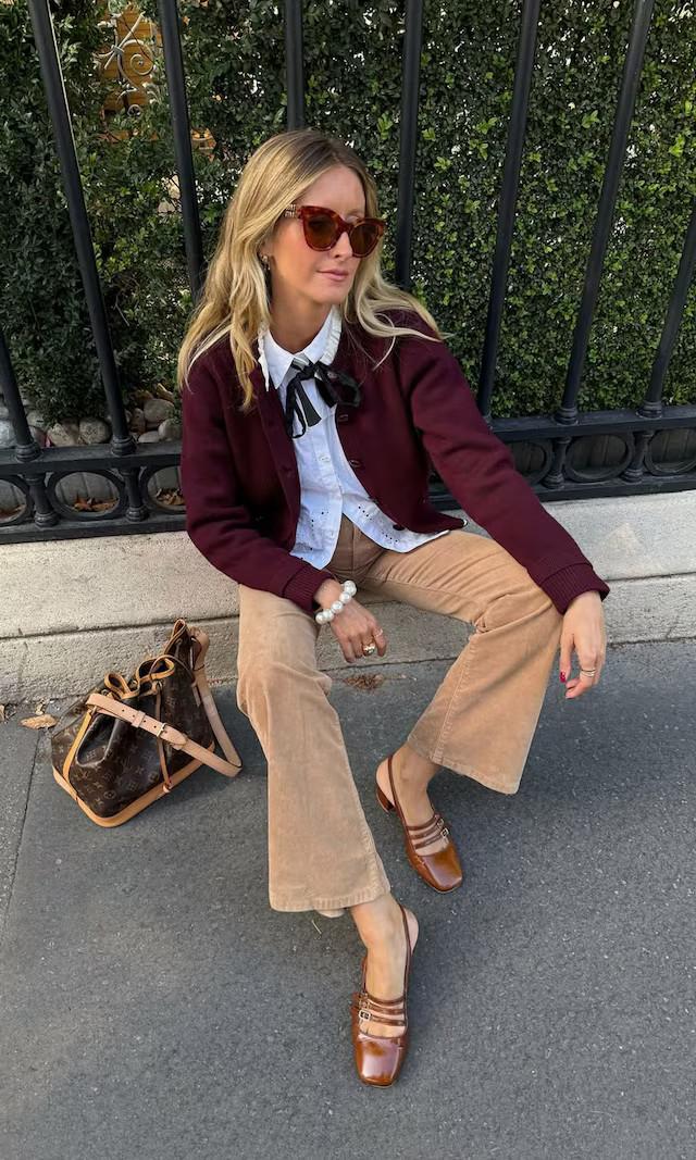 Με μπορντό cardigan/Φωτογραφία: Instagram/jeanne_andreaa 