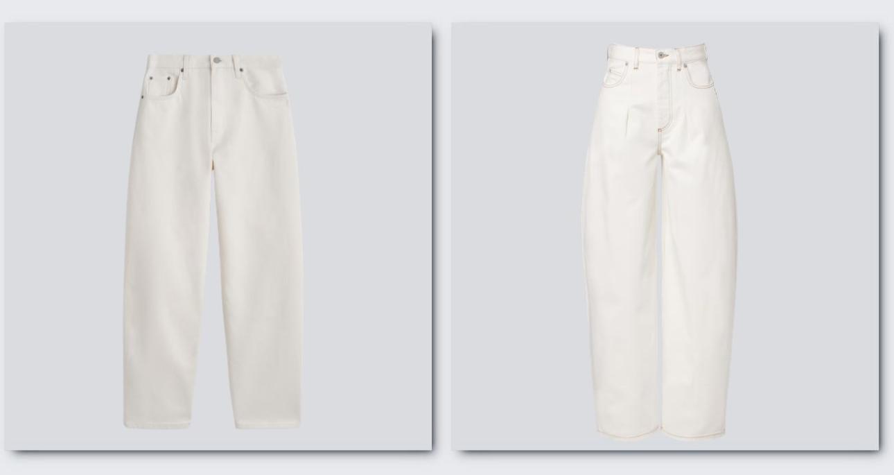 Από αριστερά: Τζιν, €89, Cos, cos.com και τζιν, €490, Jacquemus, mytheresa.com