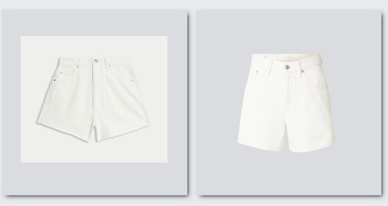 Από αριστερά: Τζιν σορτς με ξέφτια, €28,99, Marks&amp;Spencer, marksandspencer.com και loosefit σορτς, €54,90, Levi's, aboutyou.gr