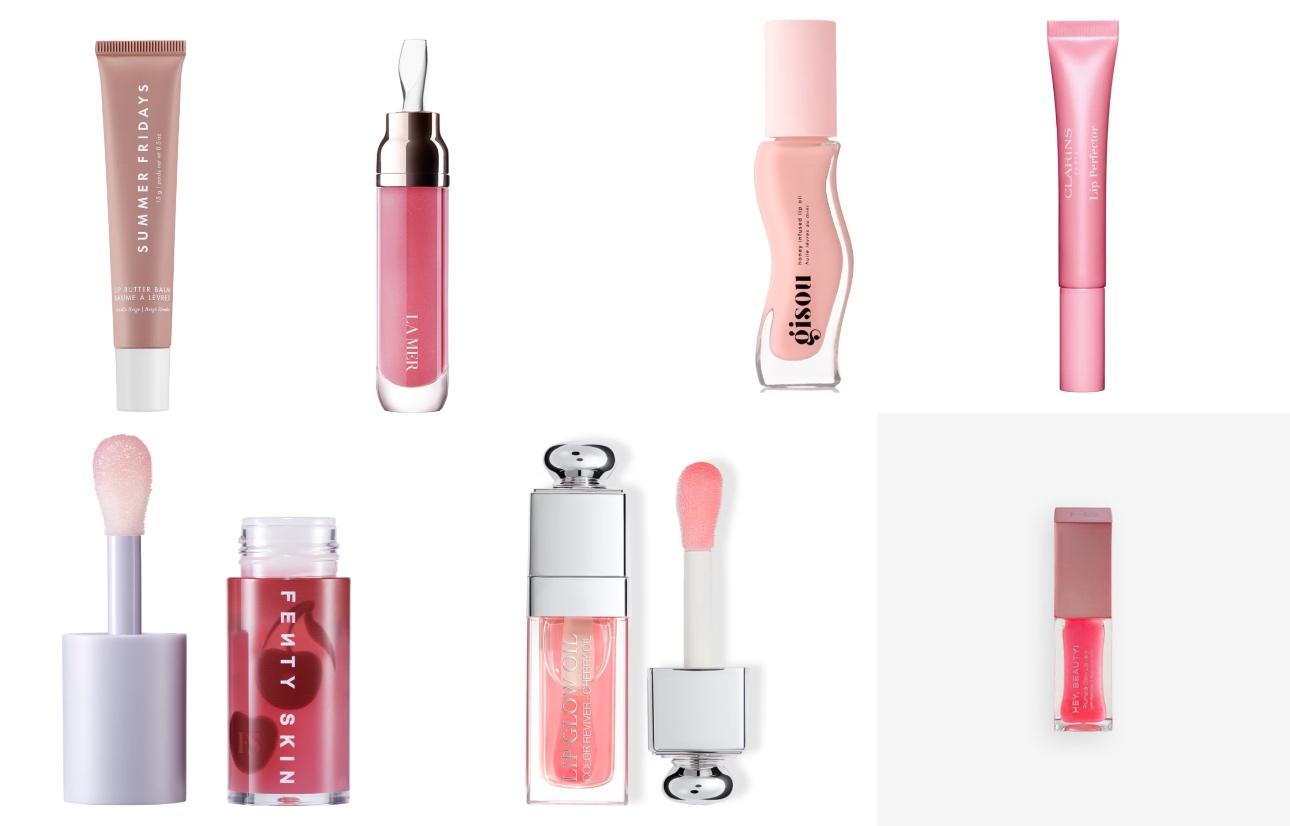 Summer Fridays, Lip balm Γλυκιά Μέντα - λάμψη και ενυδάτωσηLa Mer, The Lip Serum VolumizerGisou, Honey Infused - Lip OilClarins, LIP PERFECTORFenty Skin, Fenty Treatz - Ενυδατικό λάδι χειλιών με έλαιο τζοτζόμπα για ξηρά χείληDior Backstage, Dior Lip Glow OilHey Beauty, Lip Oil